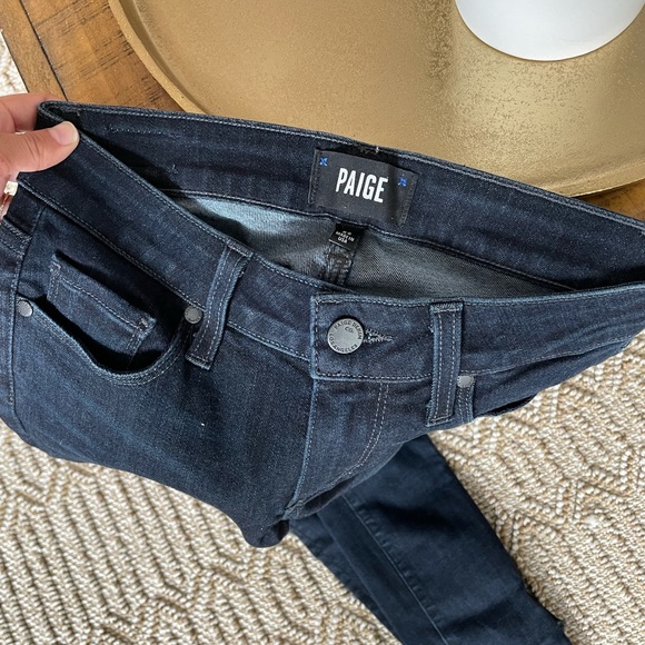 Dark blue Paige jeans with raw hem cut off - Picture 5 of 7